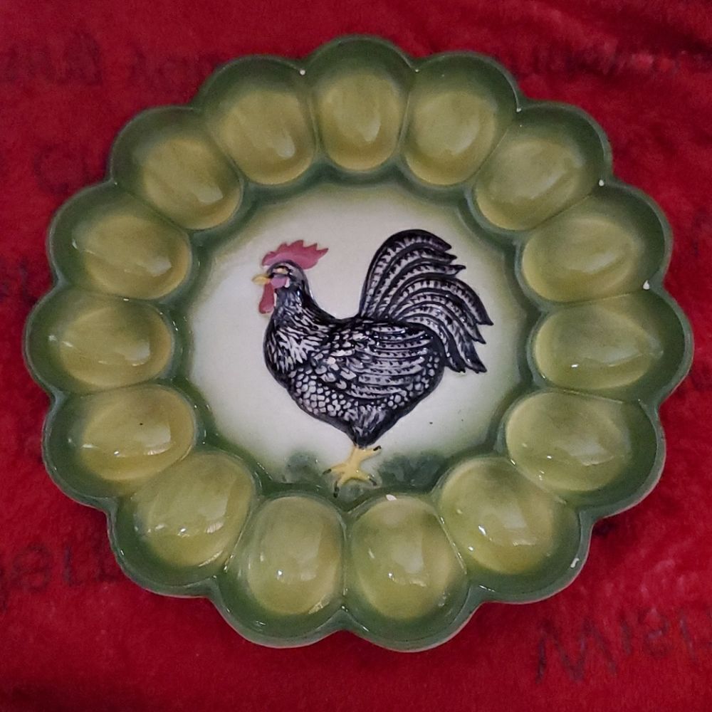 Vintage 1950 Marston Ca. Rooster Devil Egg Plate